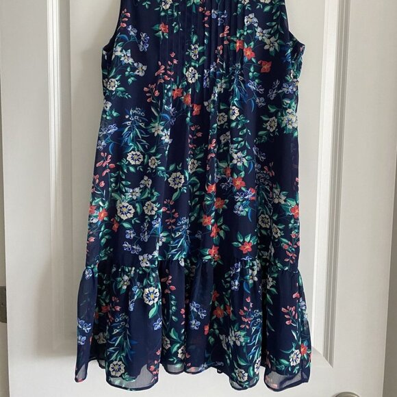 ROSE & OLIVE SUMMER LIGHTWEIGHT BLUE FLORAL A-STYLE SWING DRESS SIZE M - Picture 3 of 10